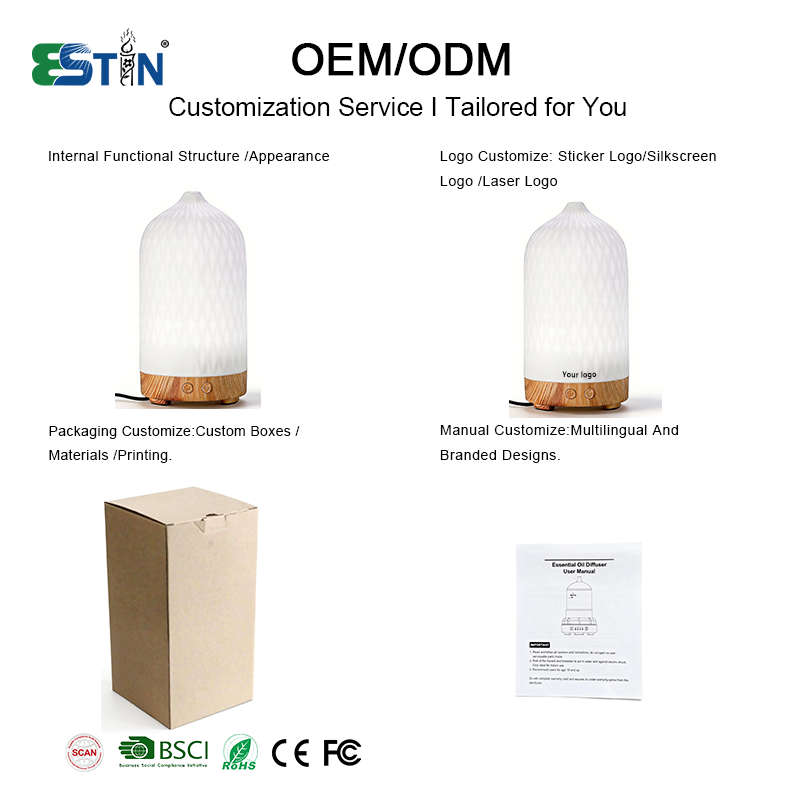 Seven-Color Light High-Quality Rhombic Texture Glass Aroma Diffuser 