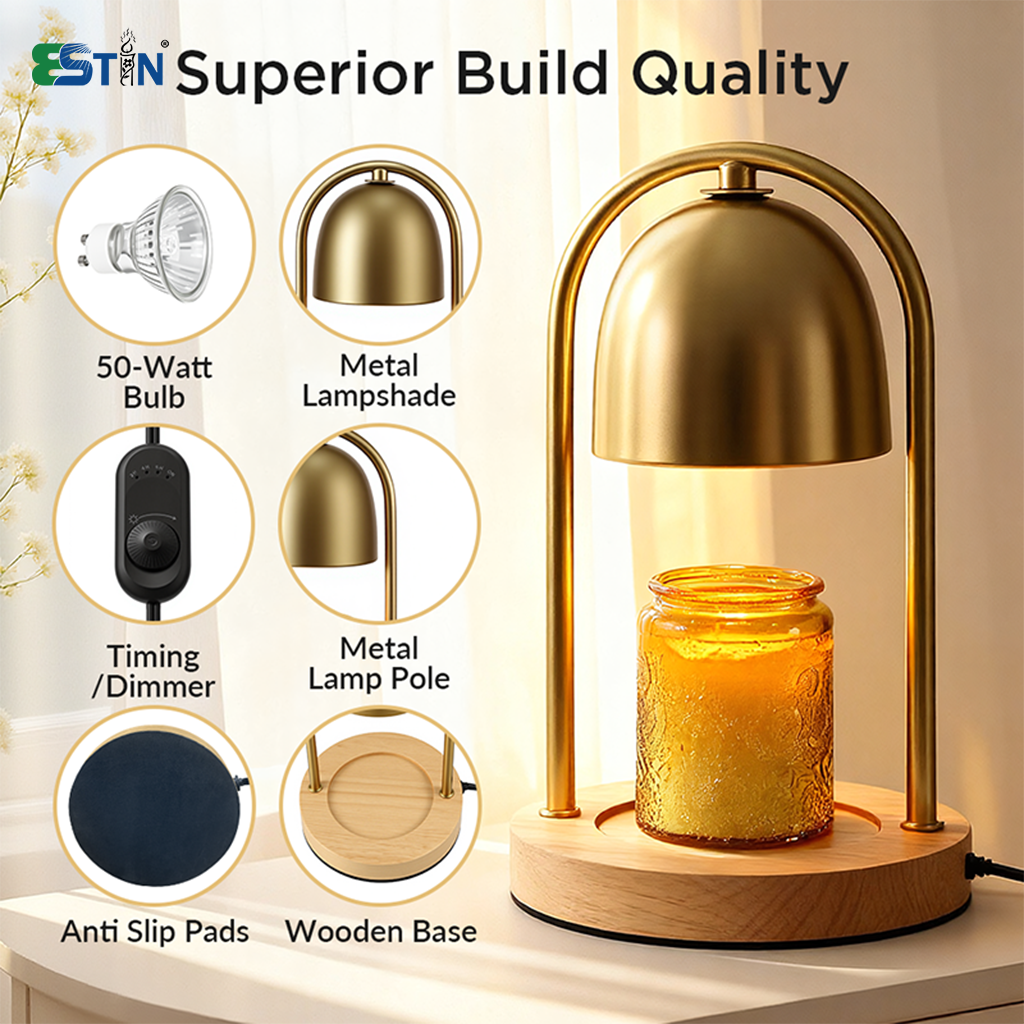 Electric Candle Warmer Lamp – Metal Dome Scented Wax Melter Table Light for Home Decor