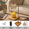 Luxury Crystal Glass Candle Warmer Lamp with Timer & Dimmer, Dimmable Electric Wax Melt Lamp with Natural Wood Base, 2 Bulbs Included