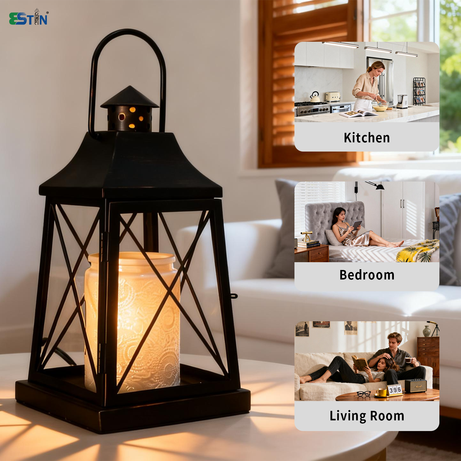 Dimmable Lantern Candle Warmer with Timer, Top-Down Melt Lamp for Jar Candles