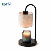Fabric Shade Candle Warmer Lamp with Black Metal Stand, Flameless Wax Melt Warmer